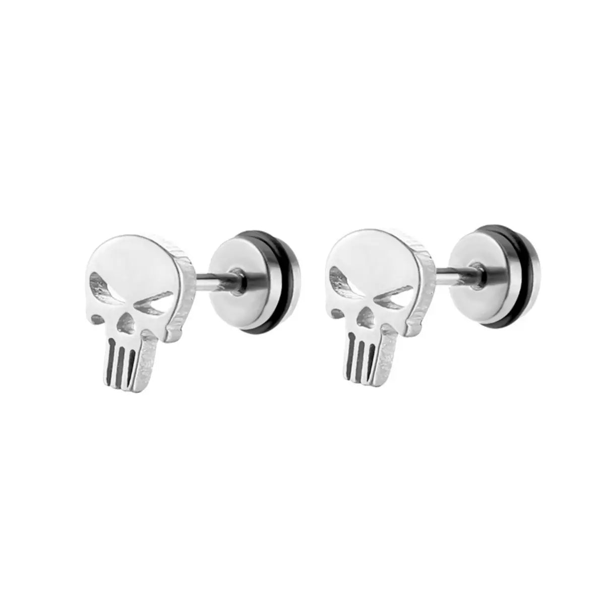 Punisher Stud Earrings Silver Details
