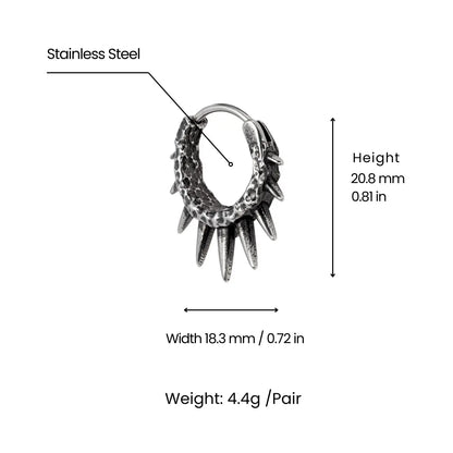 Punk Spike Hoop Earrings Dimensions and Weight