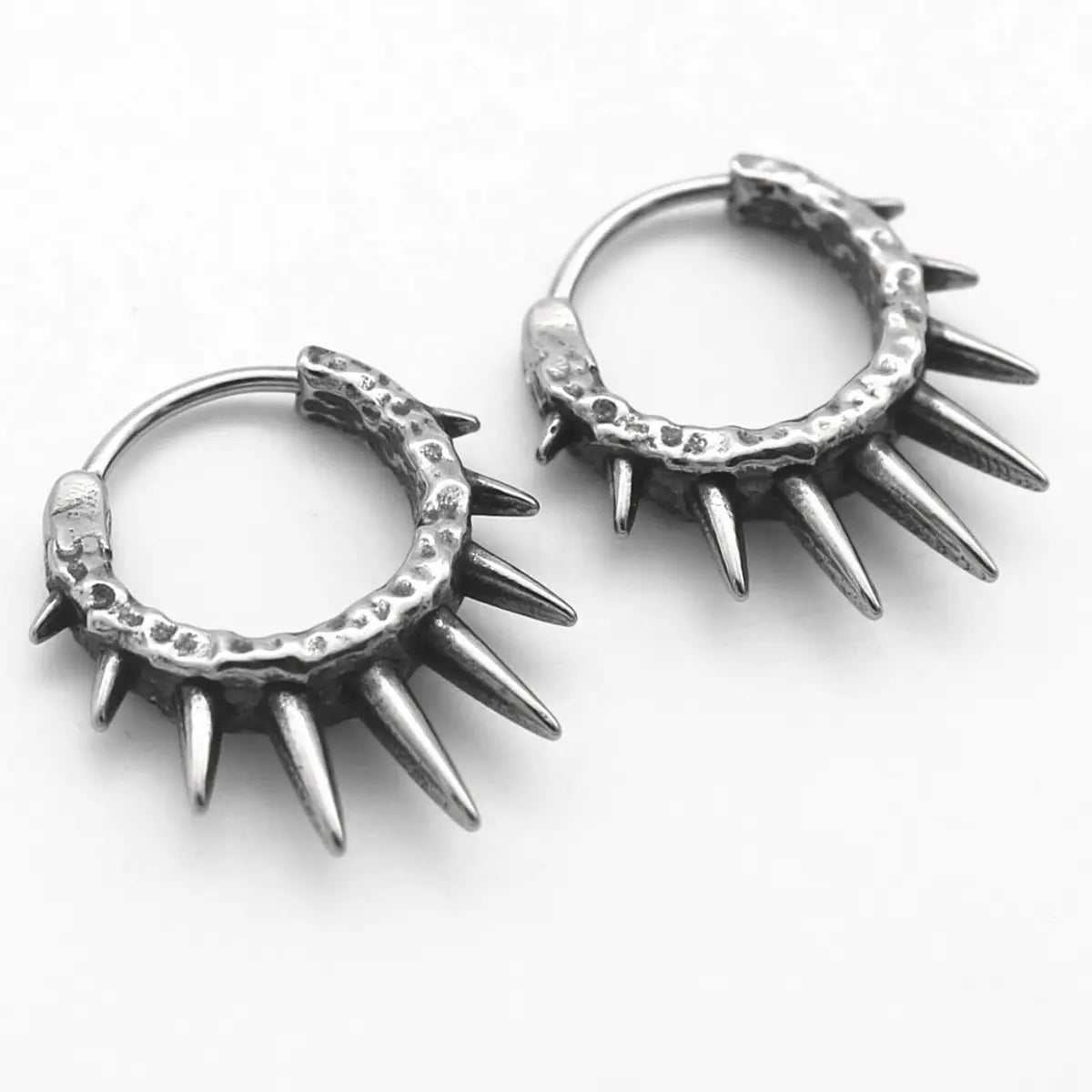 Punk Spike Hoop Earrings Front View