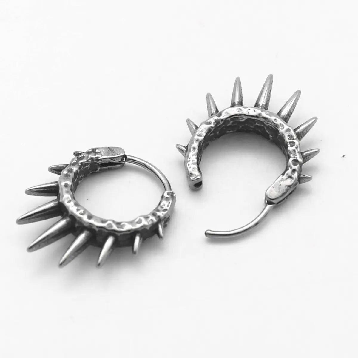 Punk Spike Hoop Earrings Side View