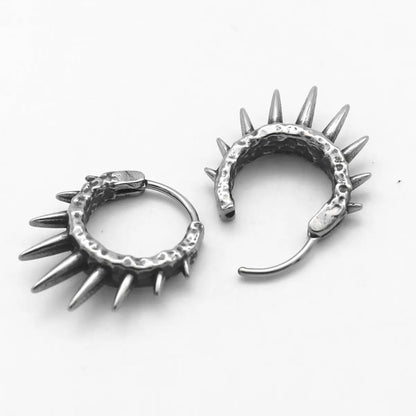 Punk Spike Hoop Earrings Side View