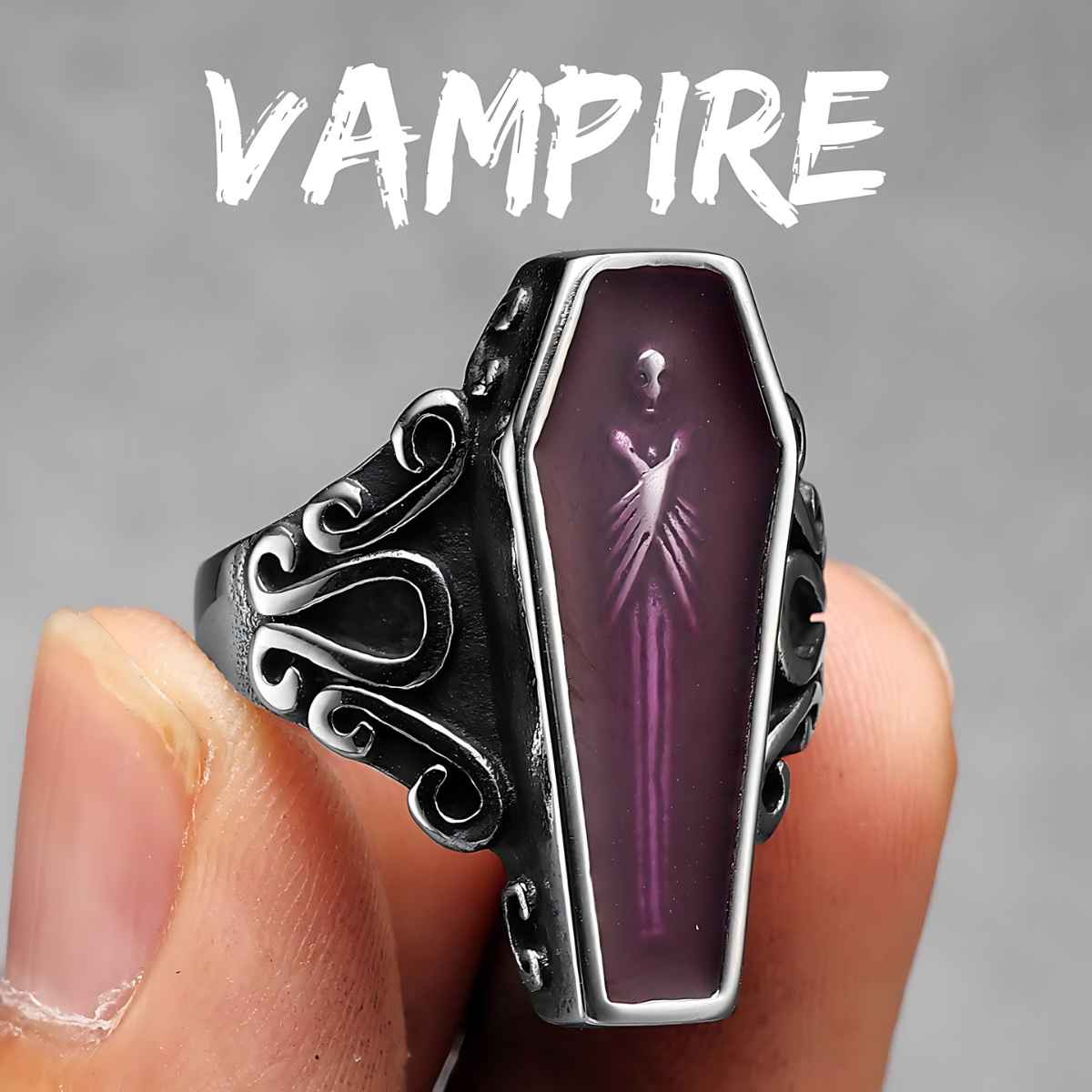 Real Vampire Rings Purple Vampire Coffin Ring | Xenos Jewelry