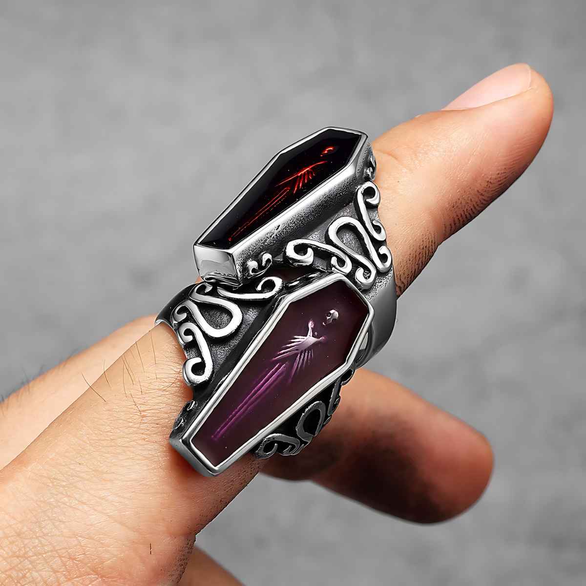 Purple Vampire Coffin Ring