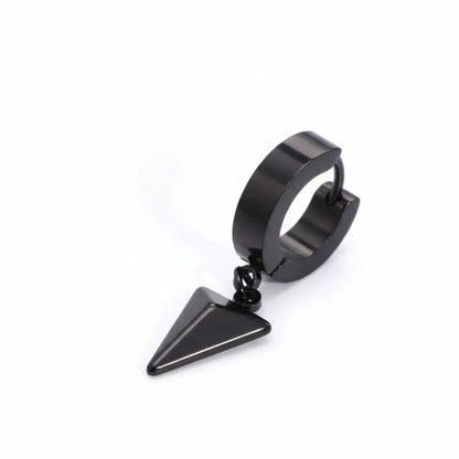 Pyramid Drop Hoop Earrings Black Close Up