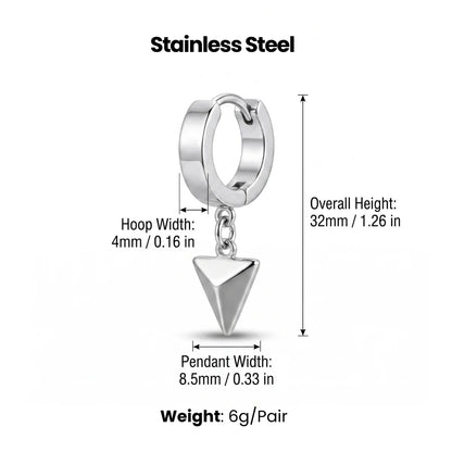 Pyramid Drop Hoop Earrings Dimensions and Weight
