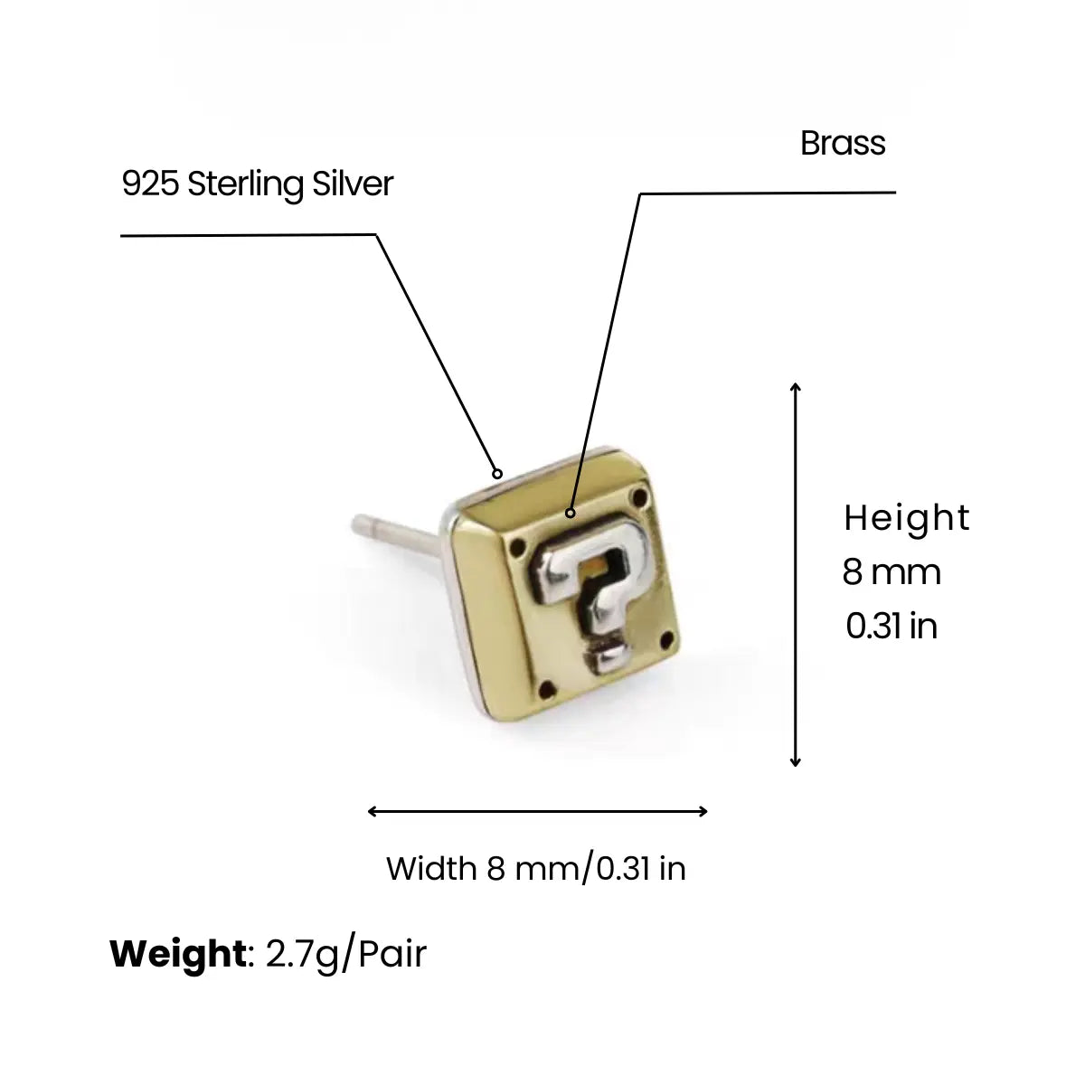 Question Mark Earrings Dimensions and Weight