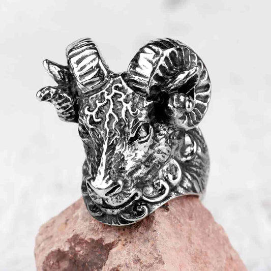 Ram Horned Goat Ring