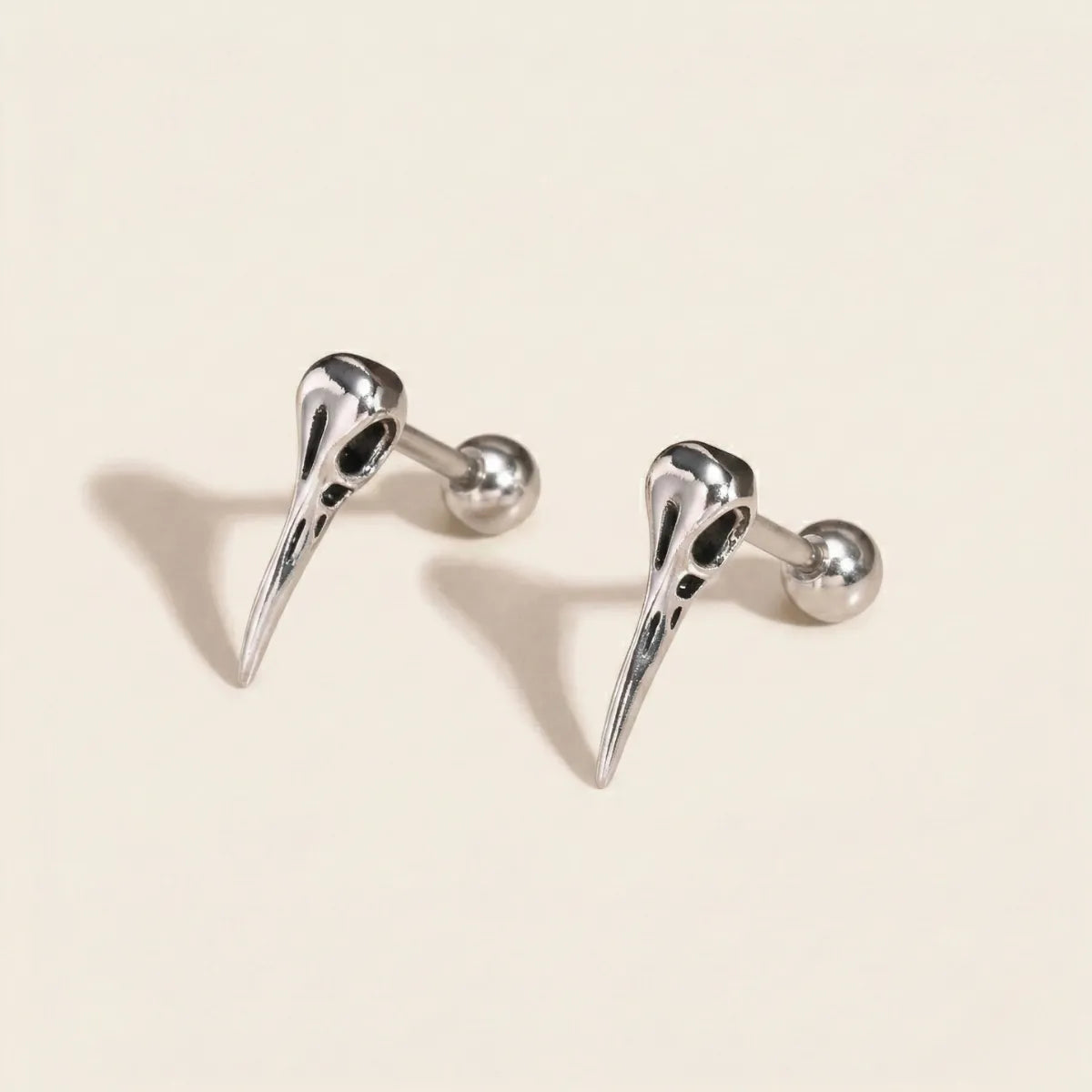 Raven Skull Stud Earrings Details
