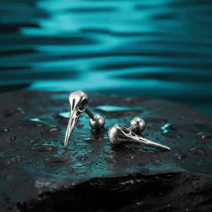 Raven Skull Stud Earrings