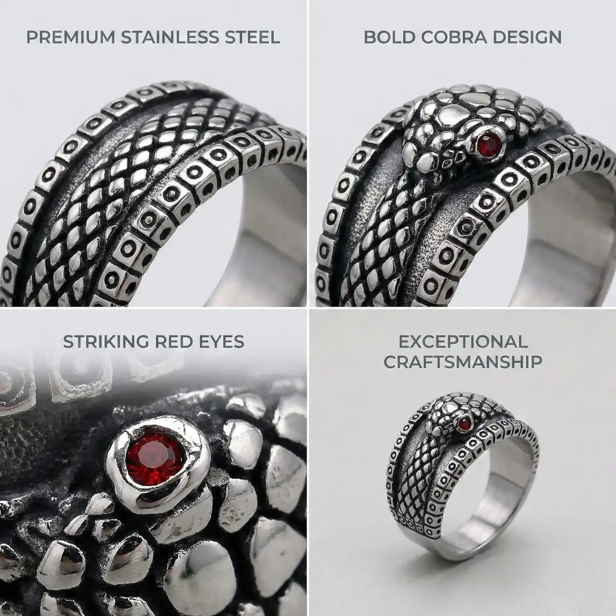 Red Eye Cobra Ring Features