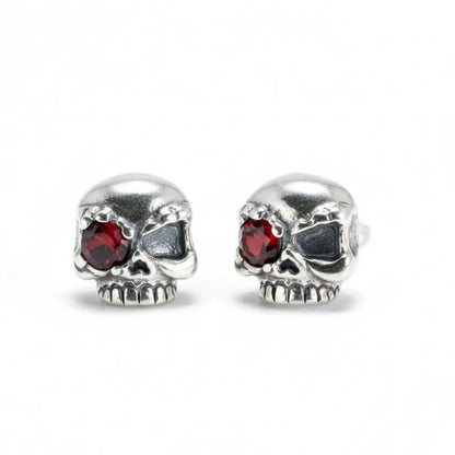 Red Eye Skull Stud Earrings Details