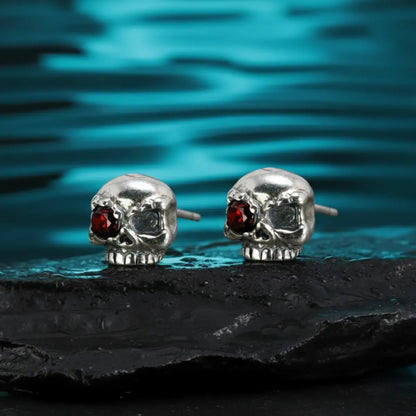 Red Eye Skull Stud Earrings