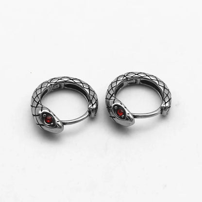 Red Eye Snake Hoop Earrings Side