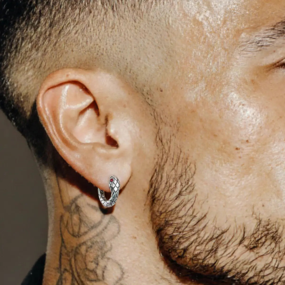 Astrology Left Earring Male Ear Piercing Side Snake Hoop Earrings