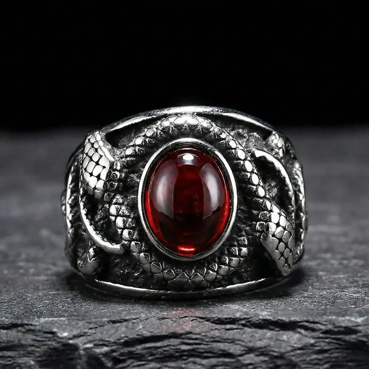 Red Gemstone Snake Ring