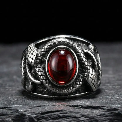 Red Gemstone Snake Ring