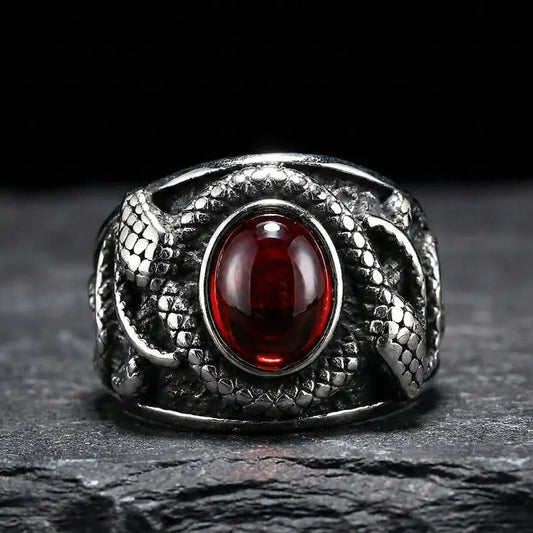 Red Gemstone Snake Ring