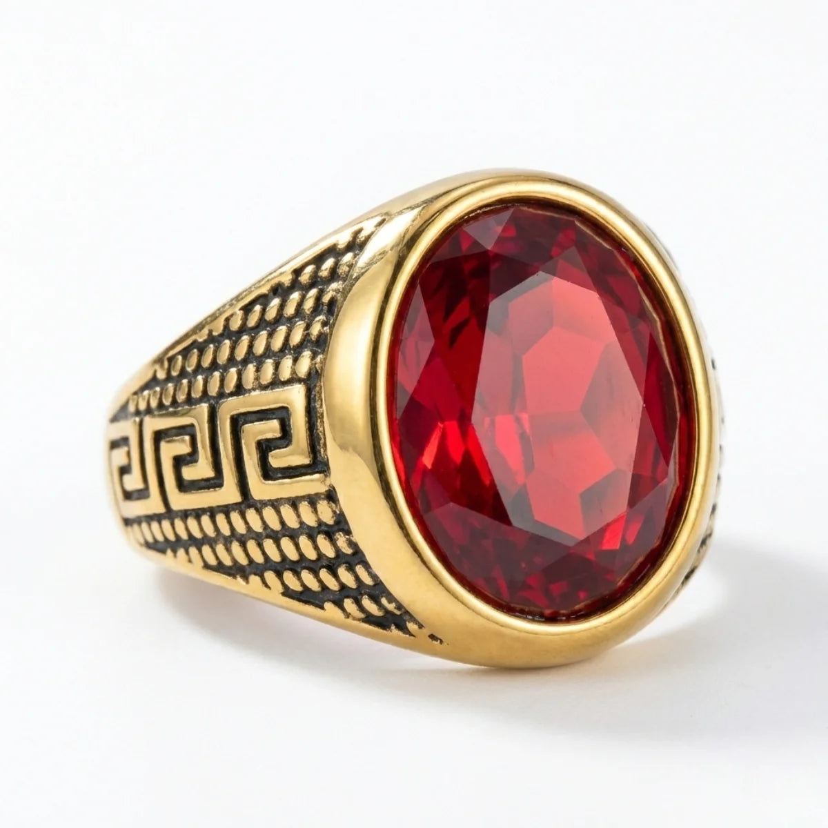 Red Stone Ring Gold Details