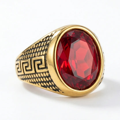 Red Stone Ring Gold Details