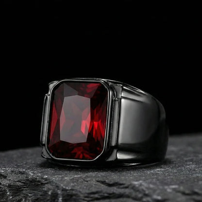 Red Stone Square Ring