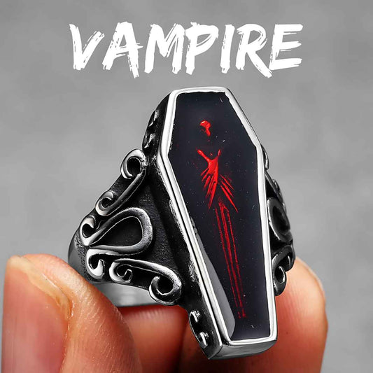 Red Vampire Coffin Ring
