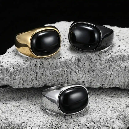 Ring with Black Stone Details