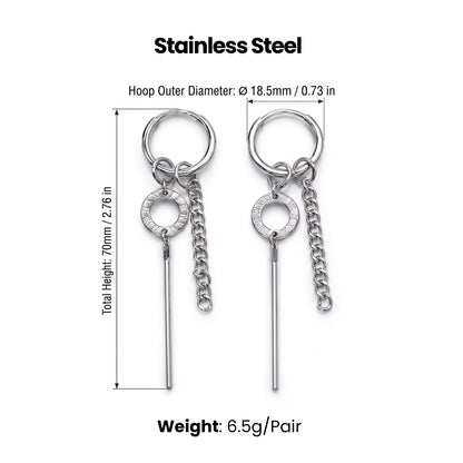 Roman Numeral Chain Dangle Earrings Dimensions and Weight