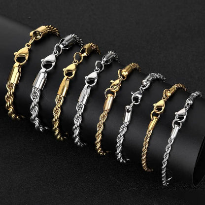 Rope Chain Bracelet Silver 3mm | Xenos Jewelry Rope Chain Bracelet Silver 3mm | Xenos Jewelry