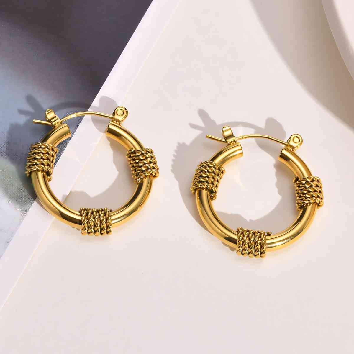 Rope Knot Hoop Earrings Gold Xenos Jewelry