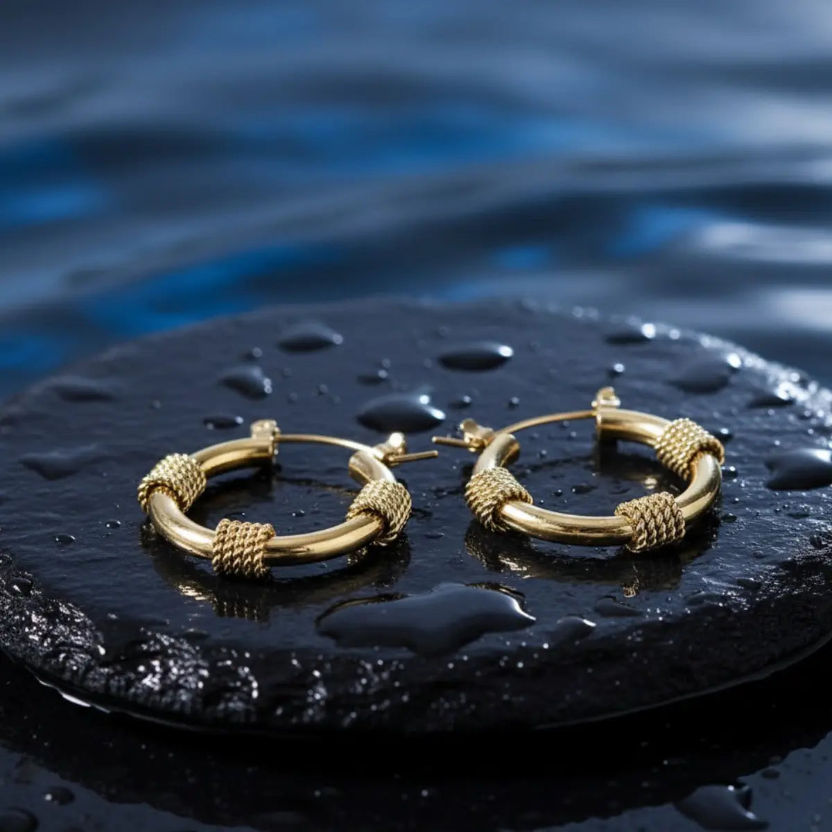 Rope Knot Hoop Earrings Gold