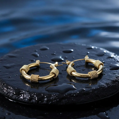 Rope Knot Hoop Earrings Gold