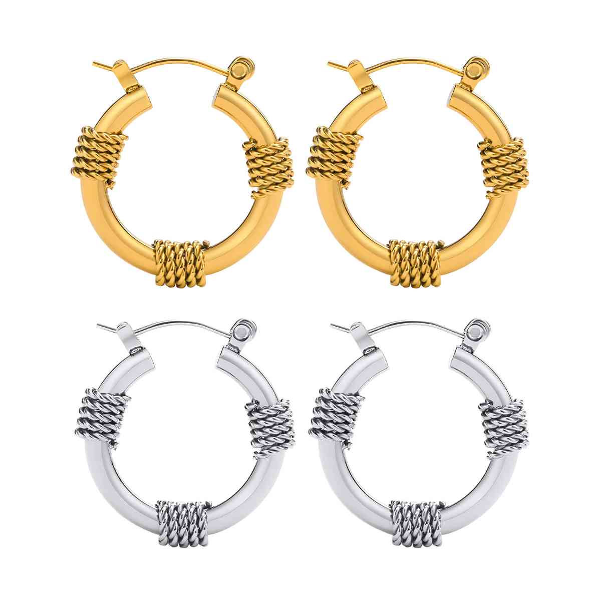 Rope Knot Hoop Earrings Silver and Gold Xenos Jewelry