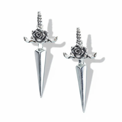 Rose Dagger Stud Earrings Front