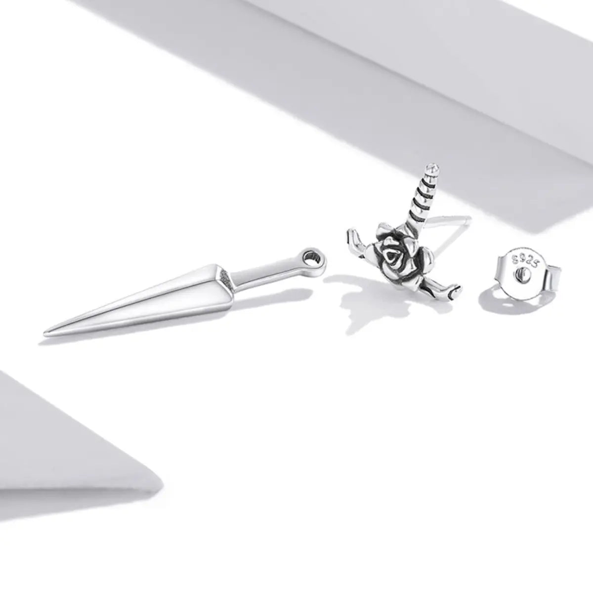 Rose Dagger Stud Earrings Side