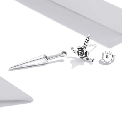 Rose Dagger Stud Earrings Side