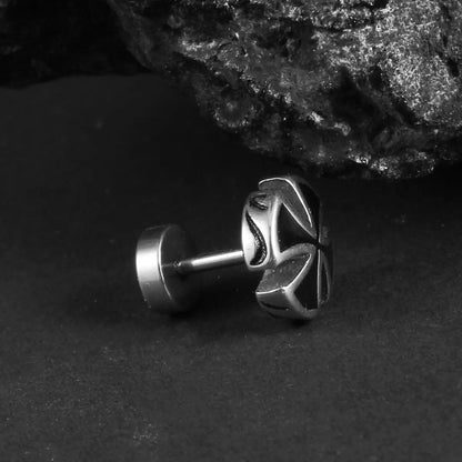 Round Iron Cross Stud Earrings Side  