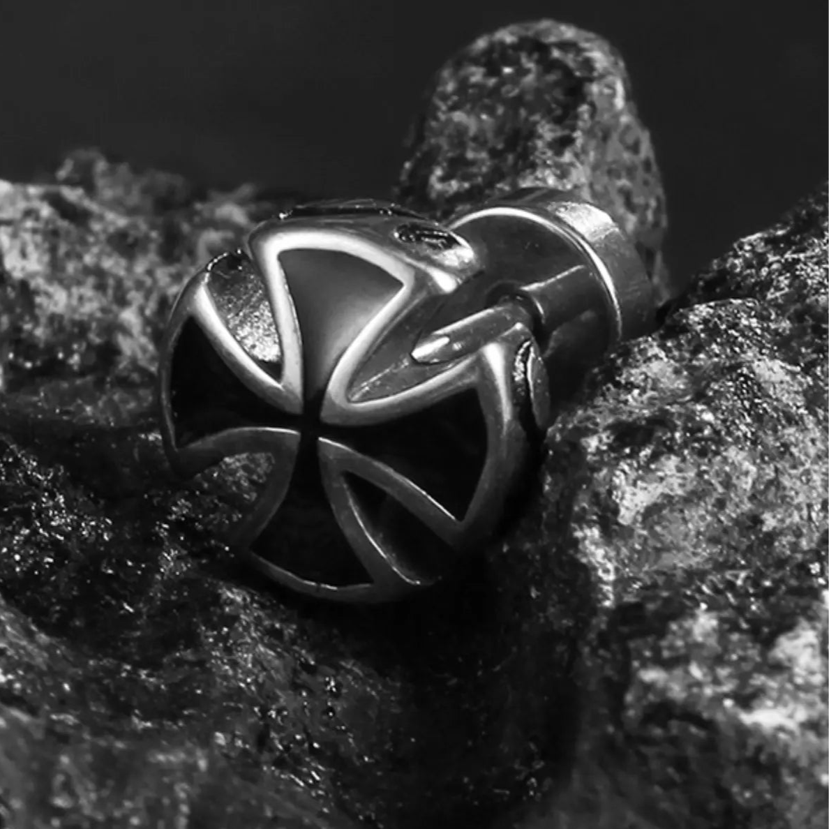 Round Iron Cross Stud Earrings