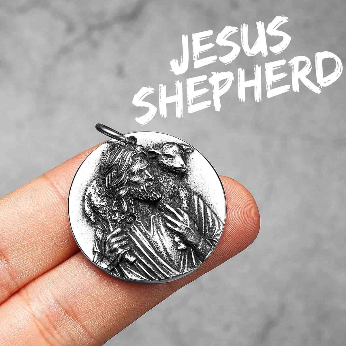 Round Jesus Pendant with Lamb Pendant Only Text Xenos Jewelry