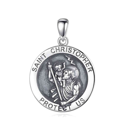 Round Saint Christopher Pendant Necklace Pendant Only Xenos Jewelry