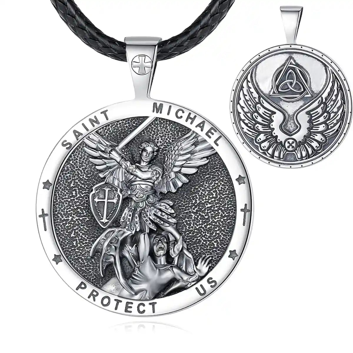 Round St Michael Medallion with 24inch Rope