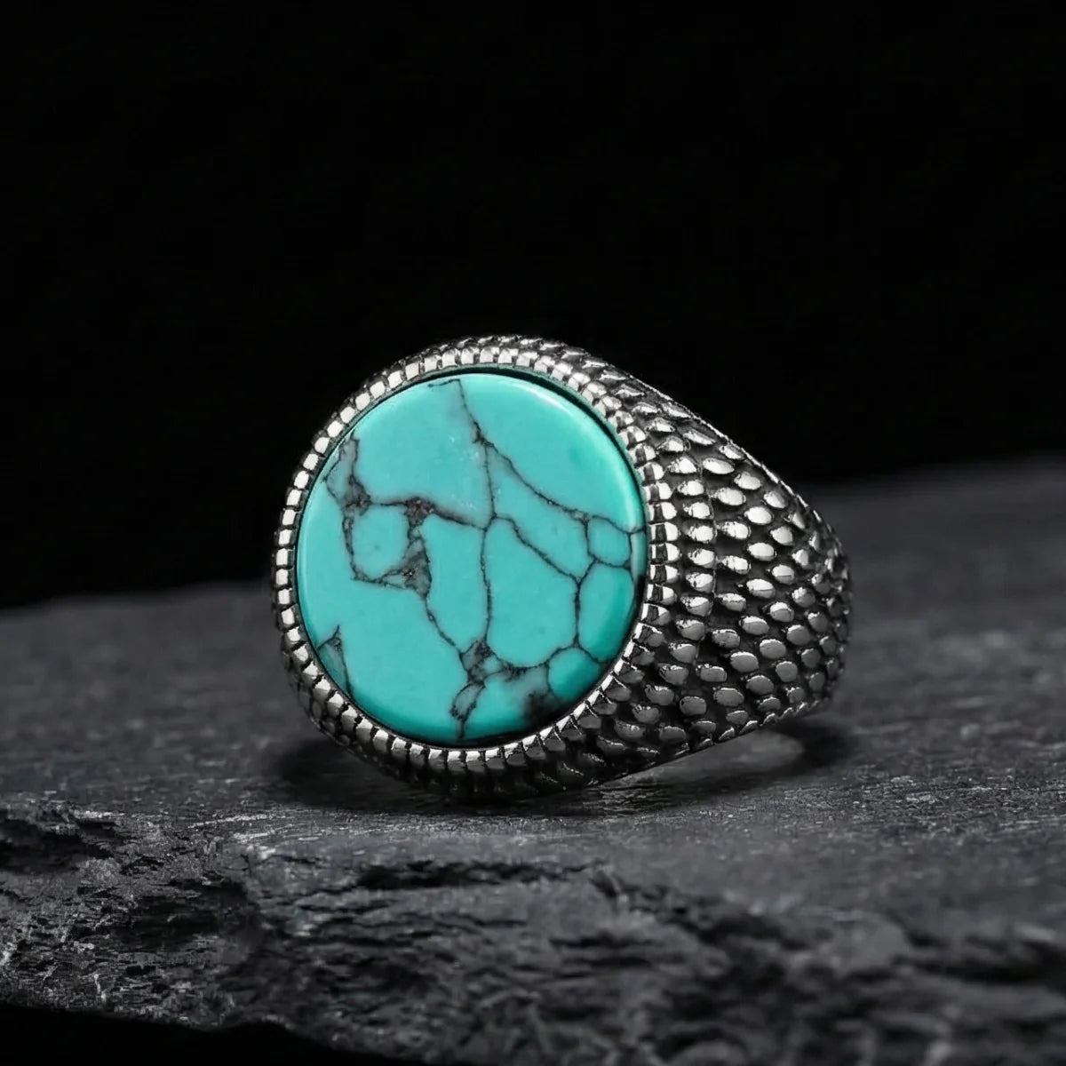 Round Turquoise Signet Ring