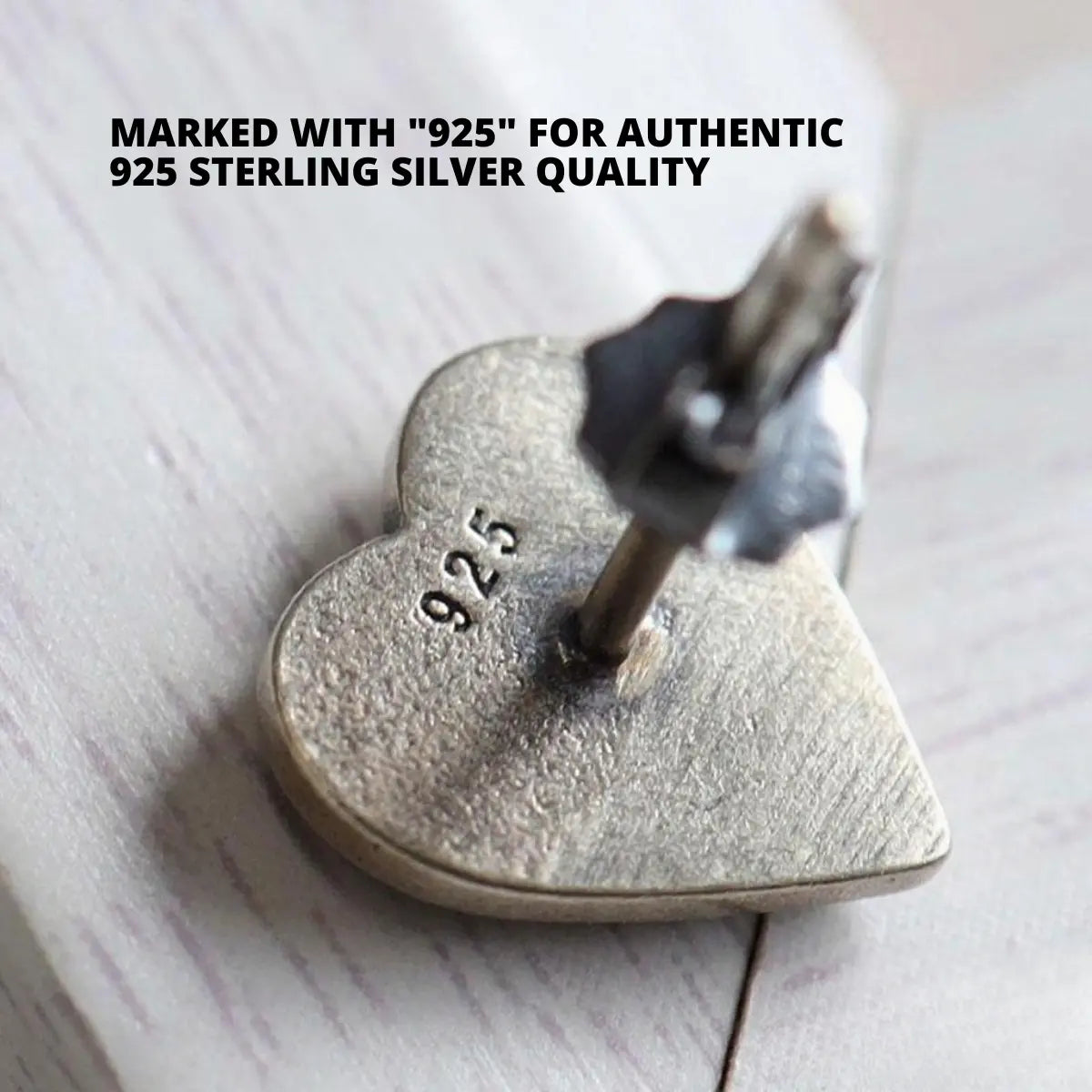 Sacred Heart Earrings Back View Close Up