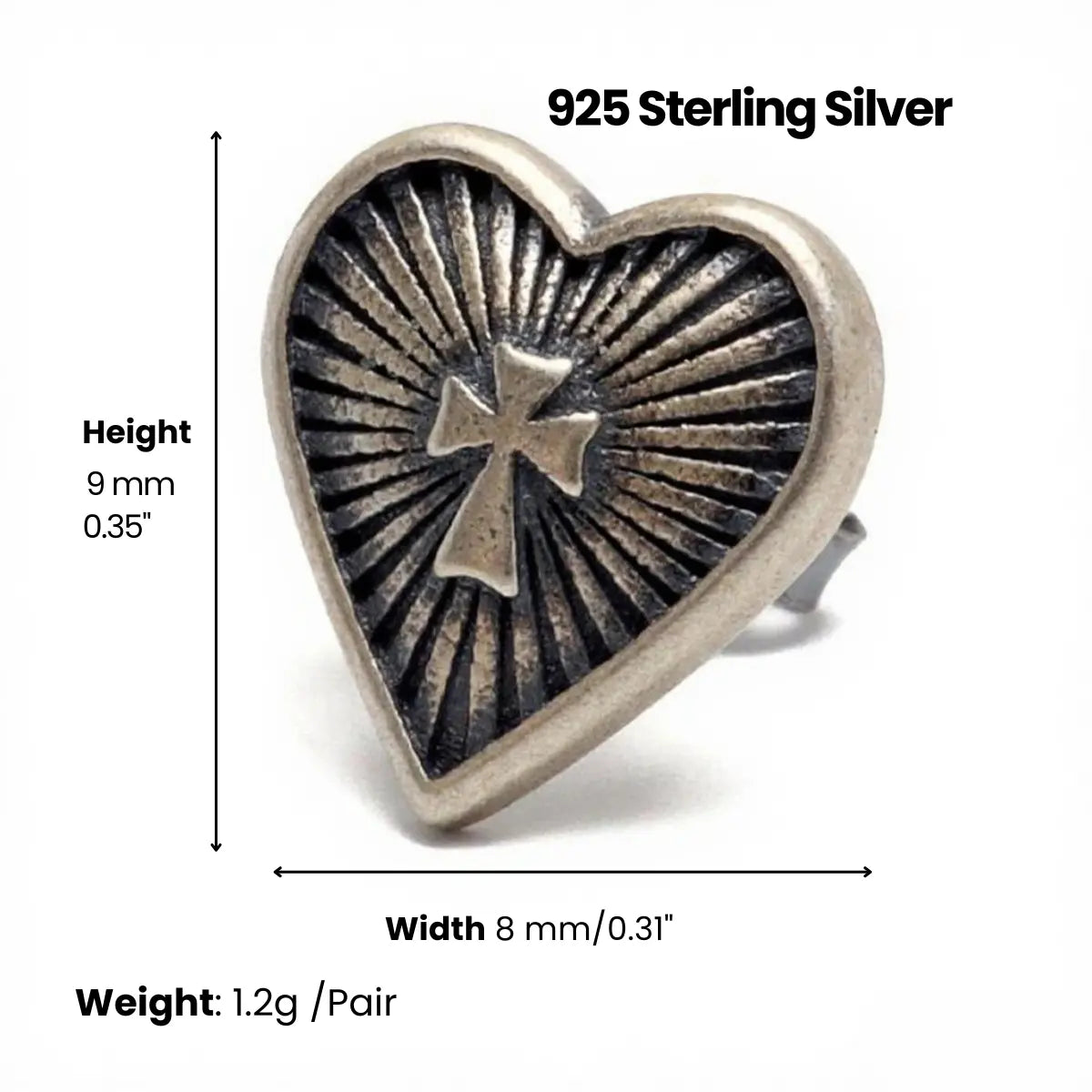 Sacred Heart Earrings Dimensions and Weight