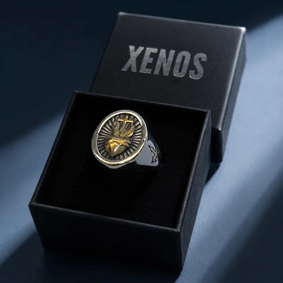Sacred Heart Ring Presented in Xenos Jewelry Packaging Box