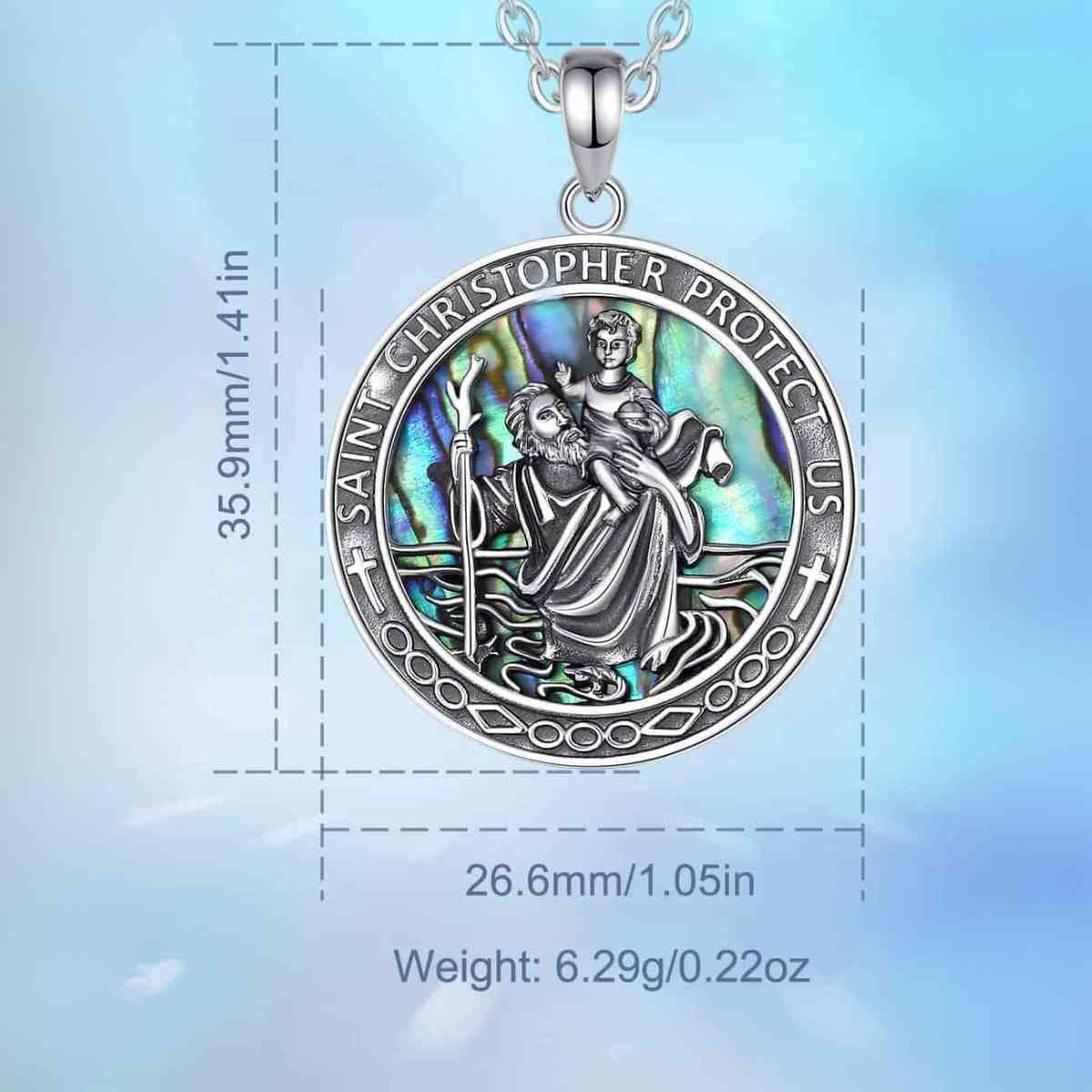 Saint Christopher Medallion Necklace Dimensions and Weight Xenos Jewelry