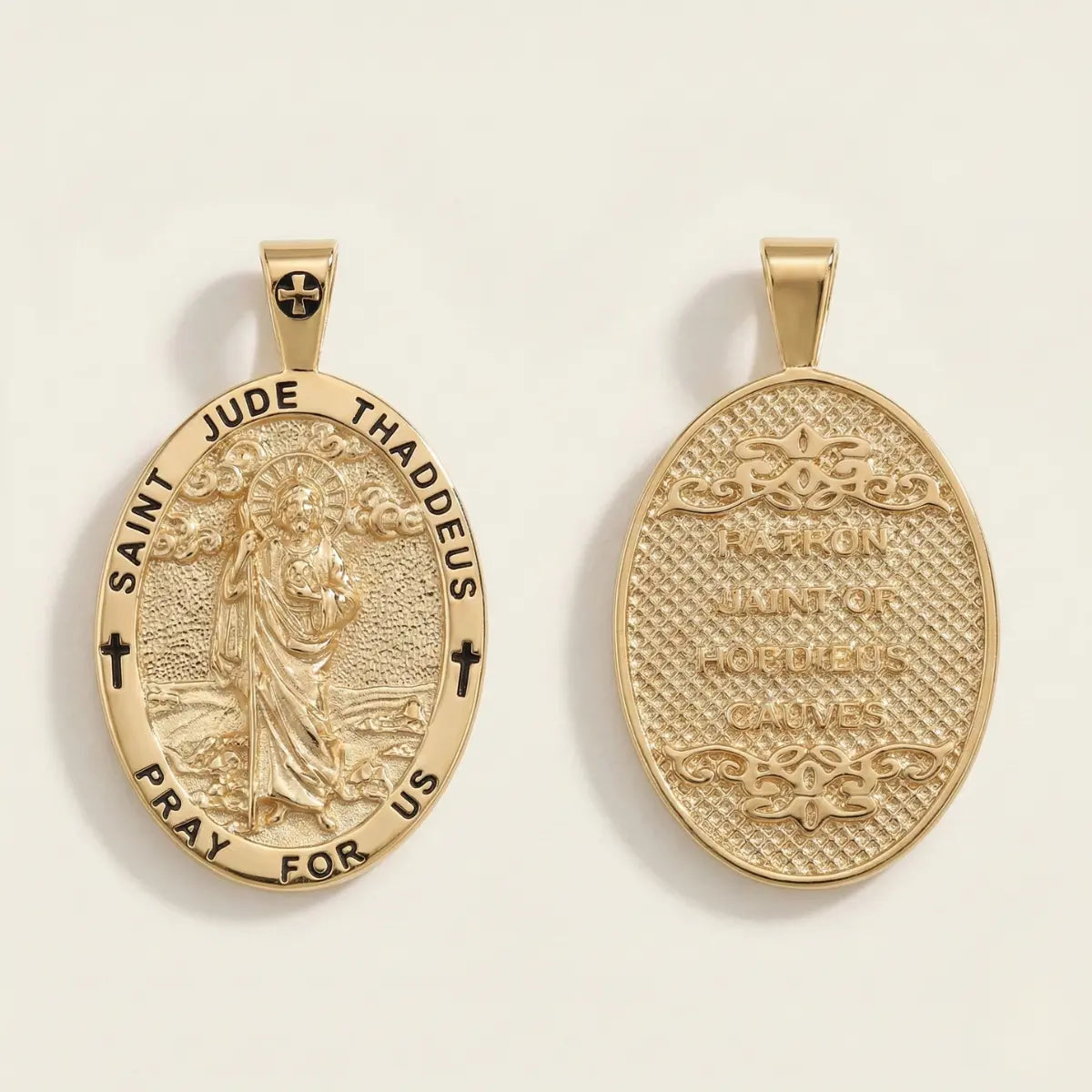 Saint Jude Necklace 18K Gold Plated Silver Front and Back Side