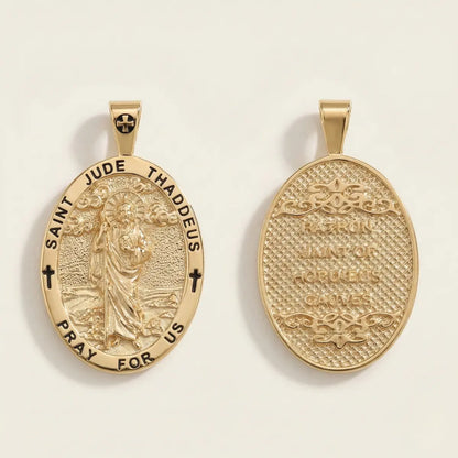 Saint Jude Necklace 18K Gold Plated Silver Front and Back Side