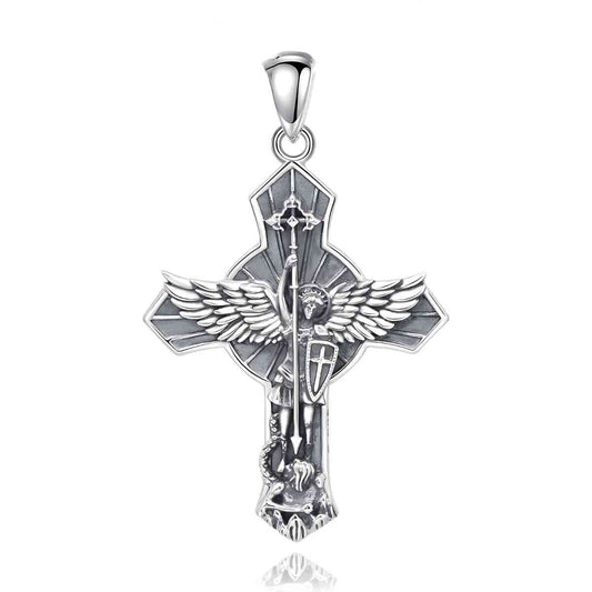 Saint Michael Cross Wings Necklace Pendant Only Xenos Jewelry