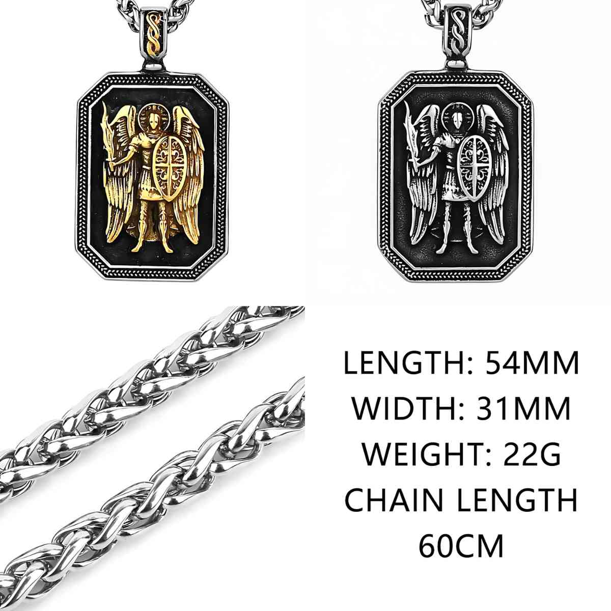 Saint Michael Medallion Pendant Necklace Dimensions and Weight Xenos Jewelry