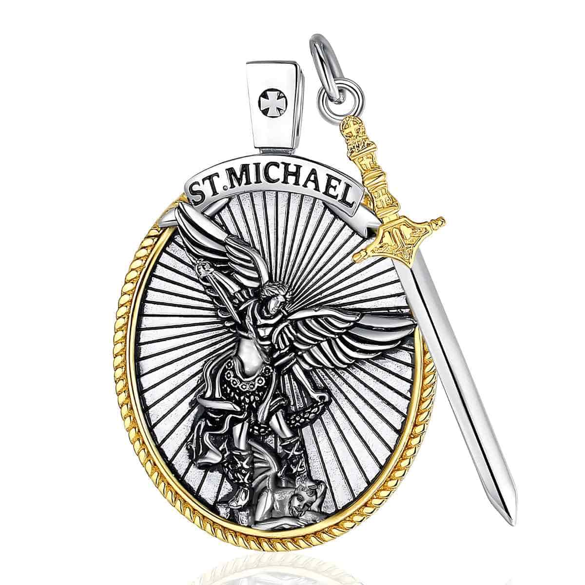 Saint Michael Necklace with Sword Pendant Only Xenos Jewelry